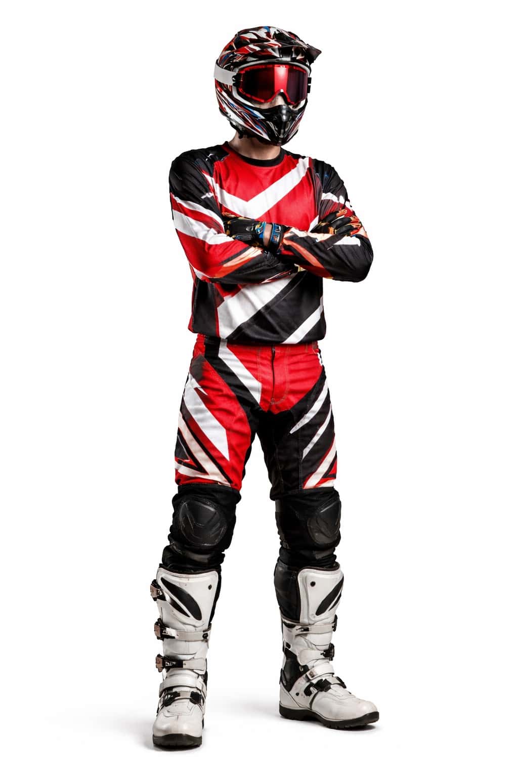 Pilote motocross équipé